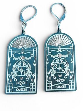 🆕 Cancer Zodiac Laser Etched Earrings